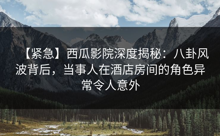 【紧急】西瓜影院深度揭秘：八卦风波背后，当事人在酒店房间的角色异常令人意外